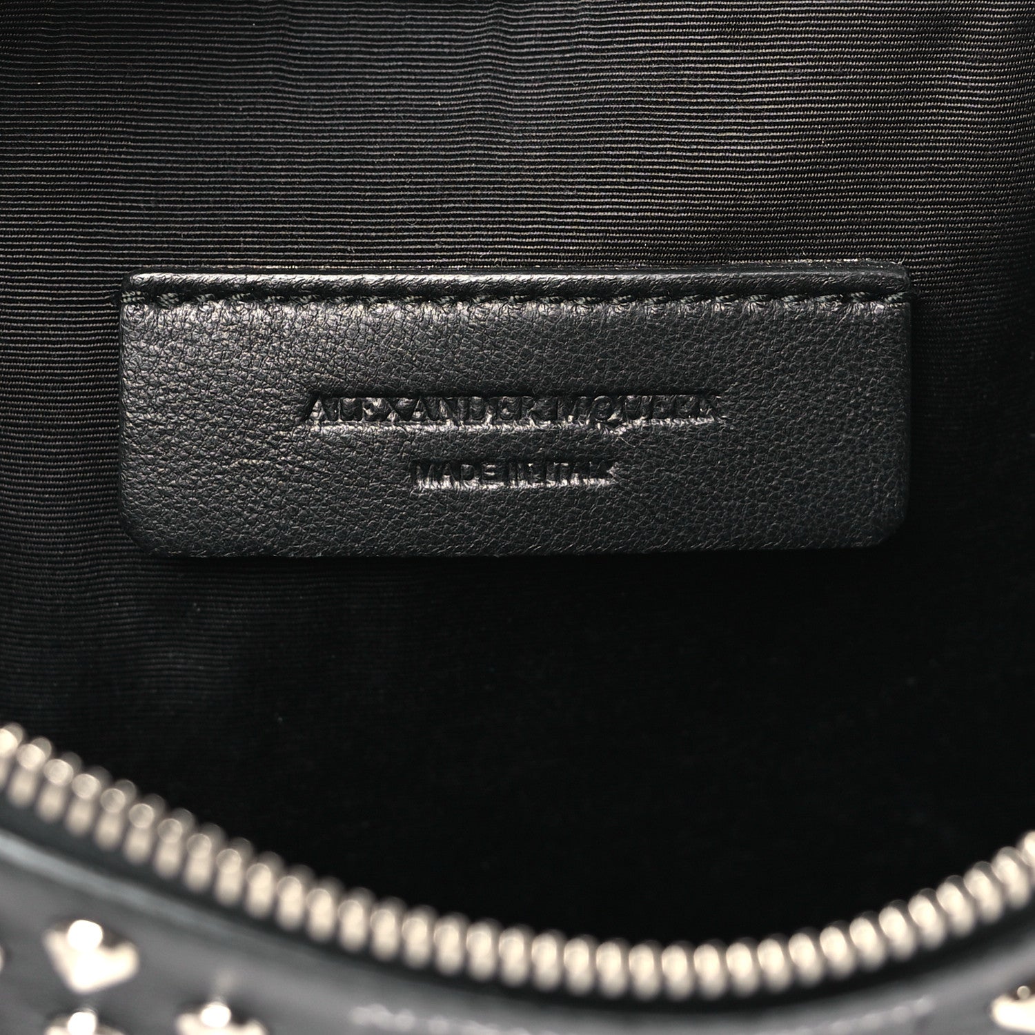 Alexander McQueen Calfskin Studded Skull Zip Pouch Black 6 of 9