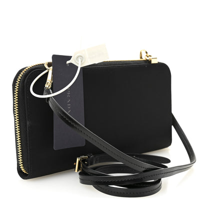 Prada Re-Nylon Tessuto Brushed Calfskin Crossbody Wallet Black 5 of 19