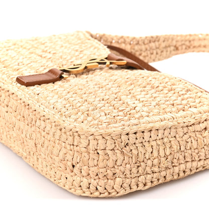 Saint Laurent Raffia Calfskin Le 5 A 7 Mini Hobo Natural Brick 9 of 9