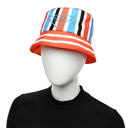 Prada Re-Nylon Logo Striped Womens Bucket Hat L Arancio Mare 2 of 8