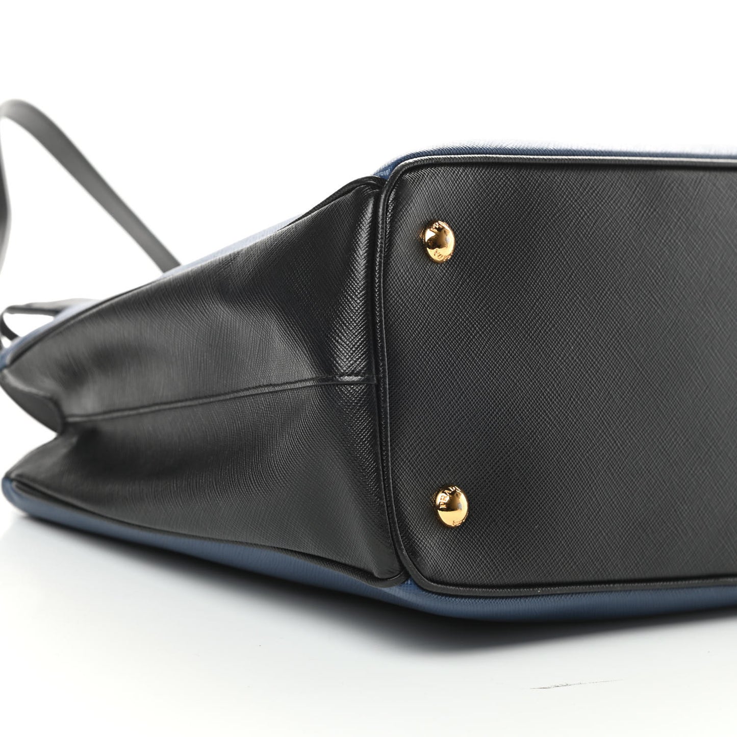 Saffiano Lux Bi-Color Medium Tote Bluette Black