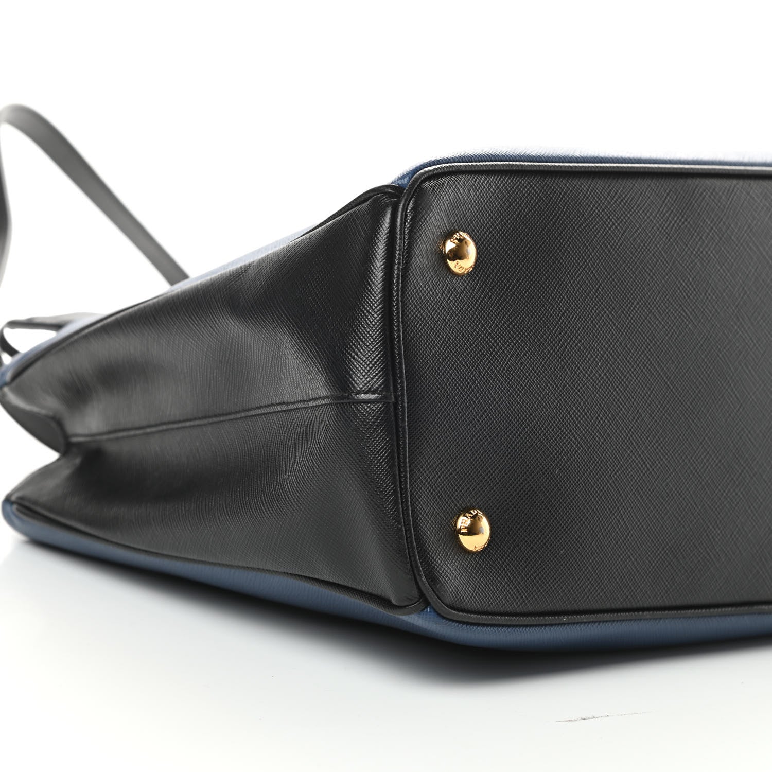 Prada Saffiano Lux Bi-Color Medium Tote Bluette Black 10 of 13