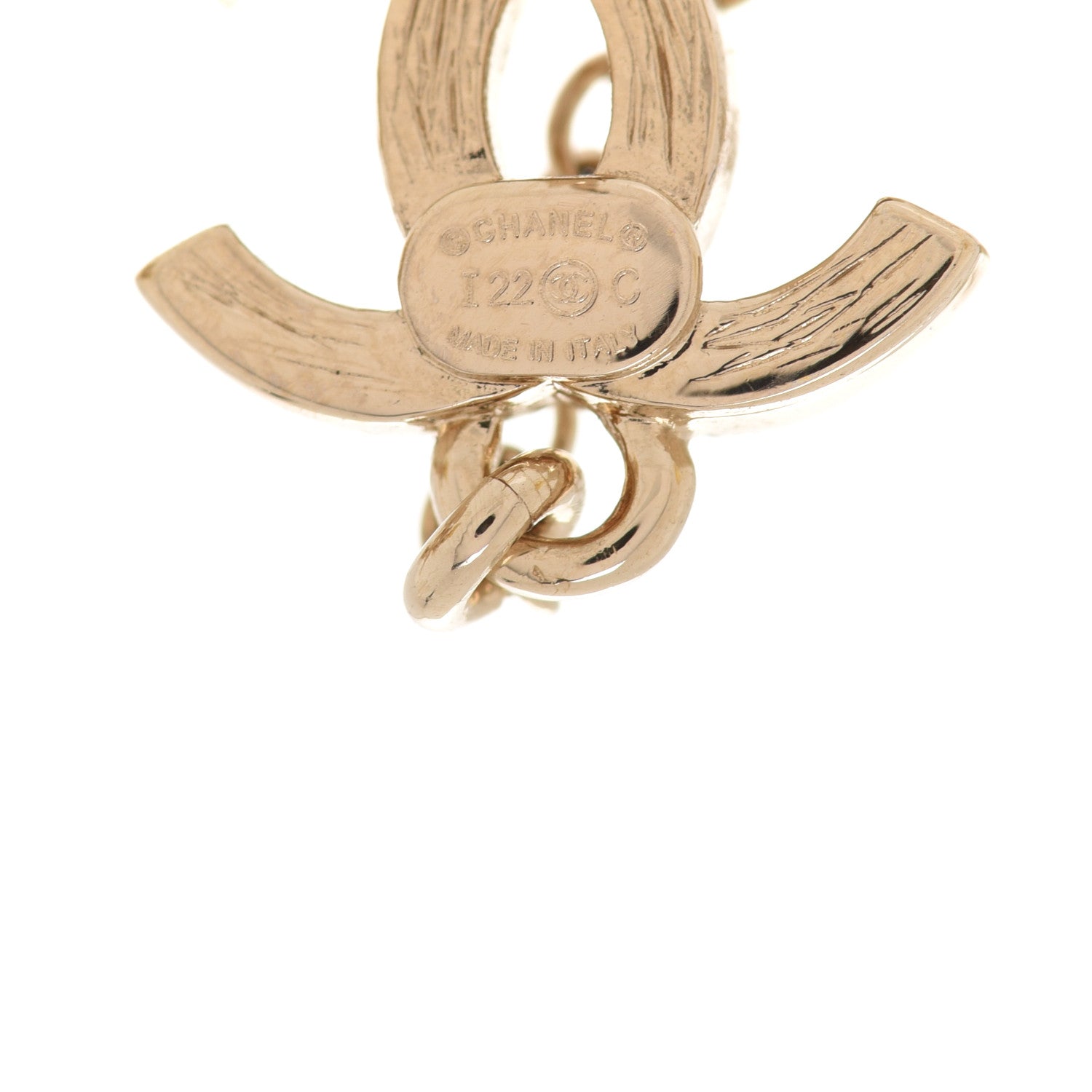 Chanel Metal Crystal CC Chain Cuff Earrings Gold 4 of 5