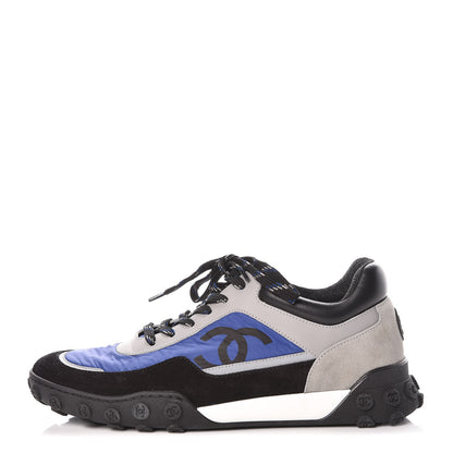 Chanel Nylon Calfskin CC Sneakers 40 Blue Black Grey 1 of 9