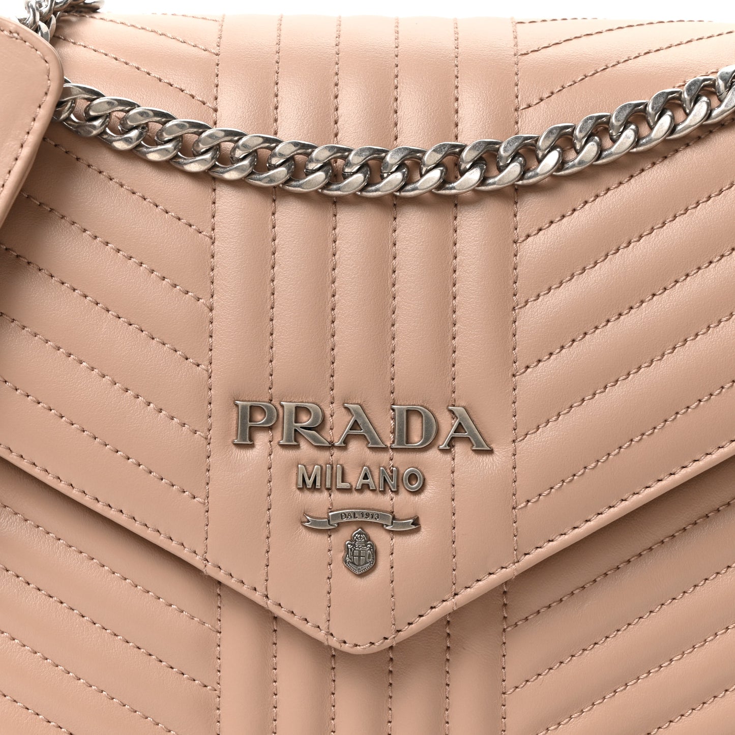 Soft Calfskin Impunture Diagramme Chain Crossbody Bag Cipria