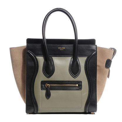 Celine Satin Calfskin Suede Micro Tri-Color Luggage Almond 1 of 9