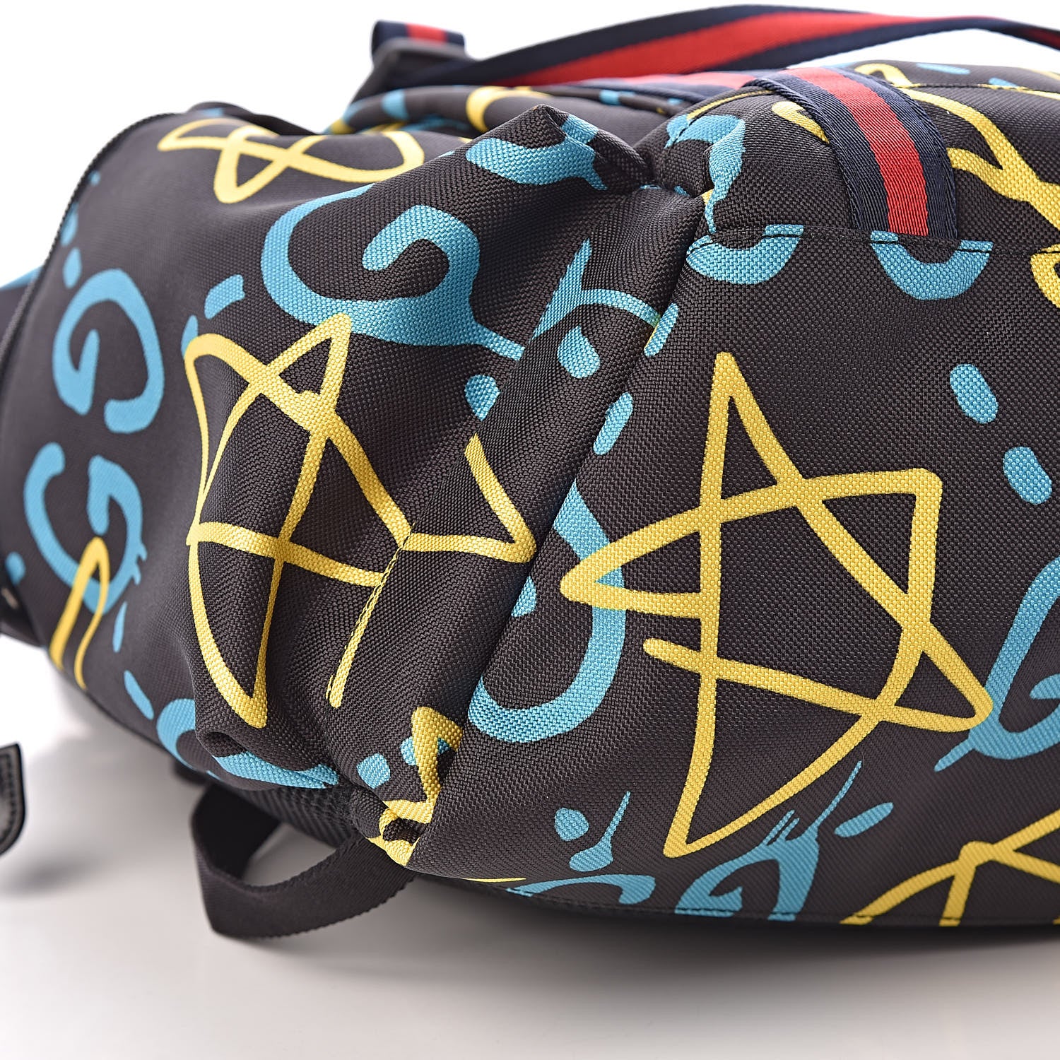 Gucci Techno Canvas GucciGhost Double Buckle Backpack Black New Acquamarine 9 of 11