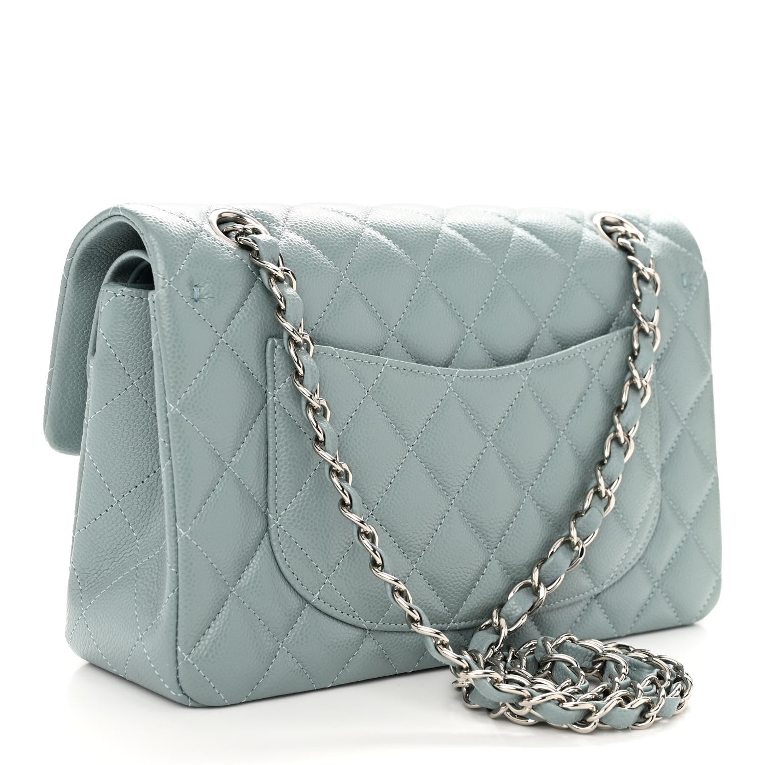 Chanel Caviar Quilted Small Double Flap Light Blue 3 of 10