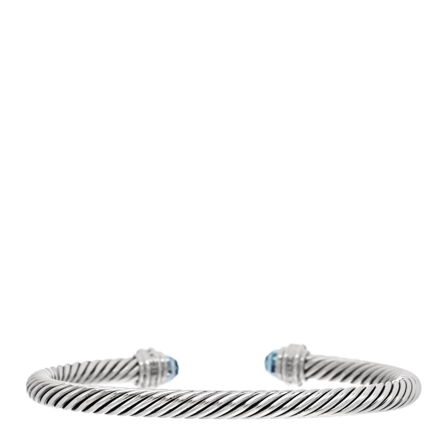 Sterling Silver Diamond Blue Topaz 5mm Cable Classics Bracelet