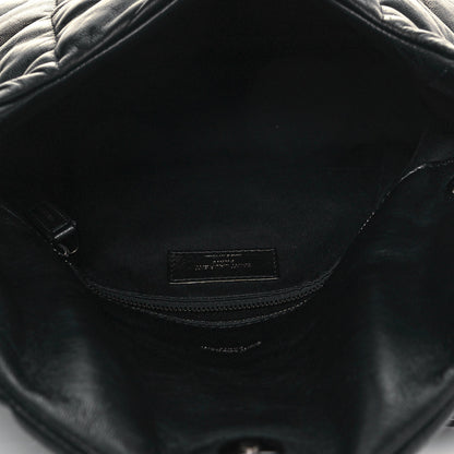 Saint Laurent Lambskin Quilted Small Loulou Puffer Monogram Chain Satchel Black 5 of 9