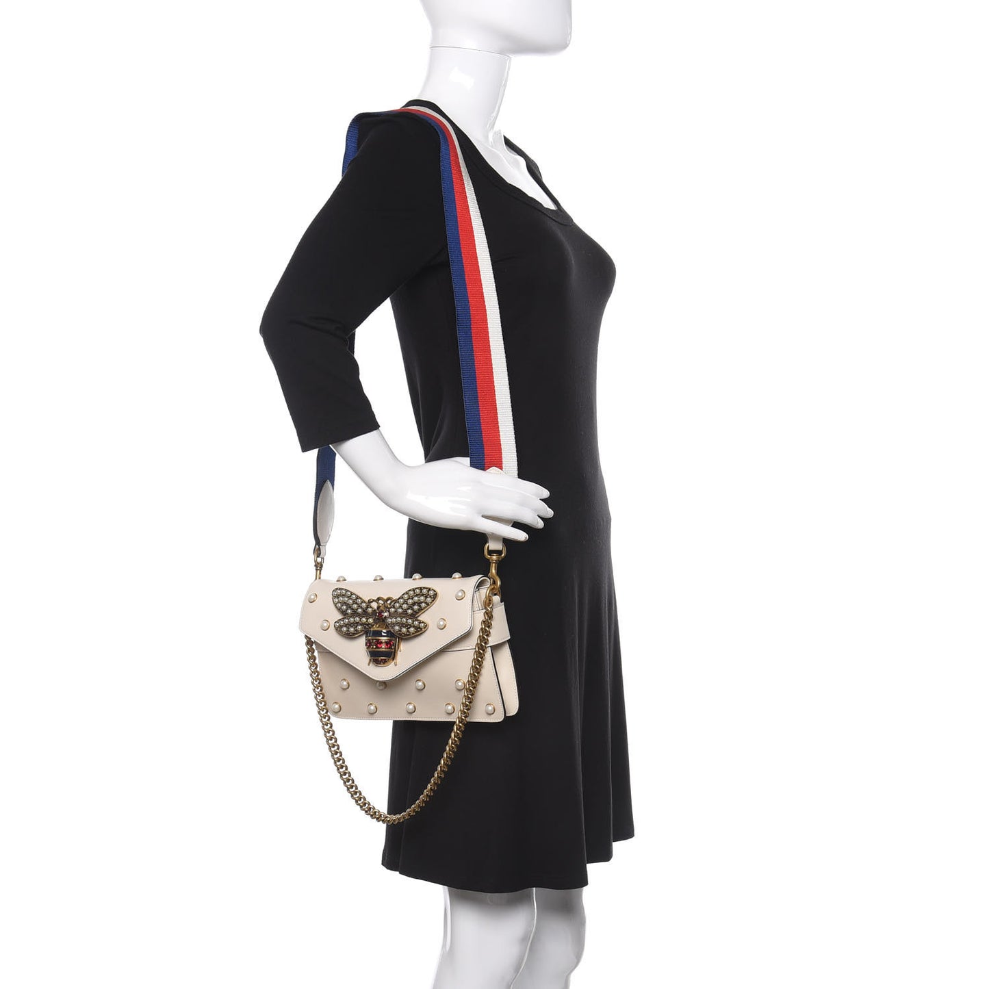 Nappa Pearl Studded Mini Queen Margaret Broadway Shoulder Bag Mystic White