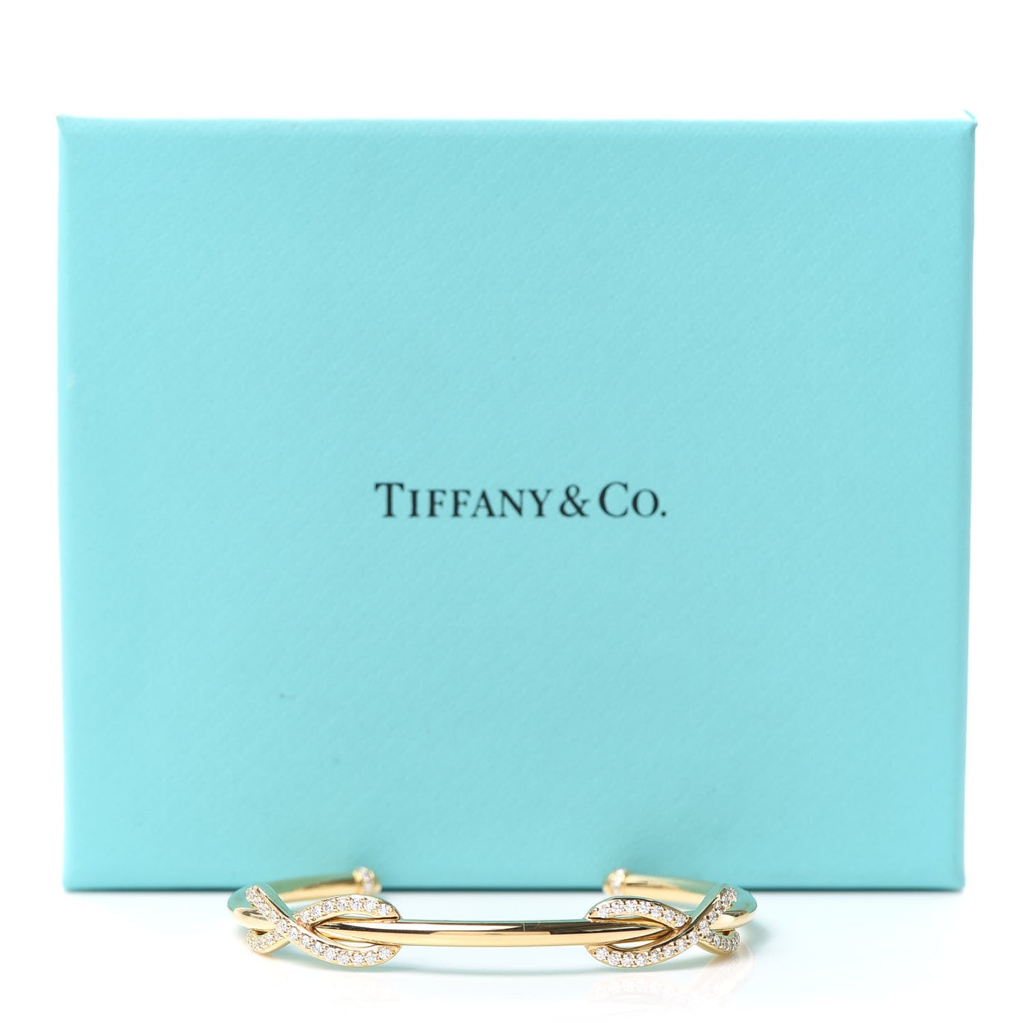 18K Yellow Gold Diamond Double Infinity Cuff Bracelet