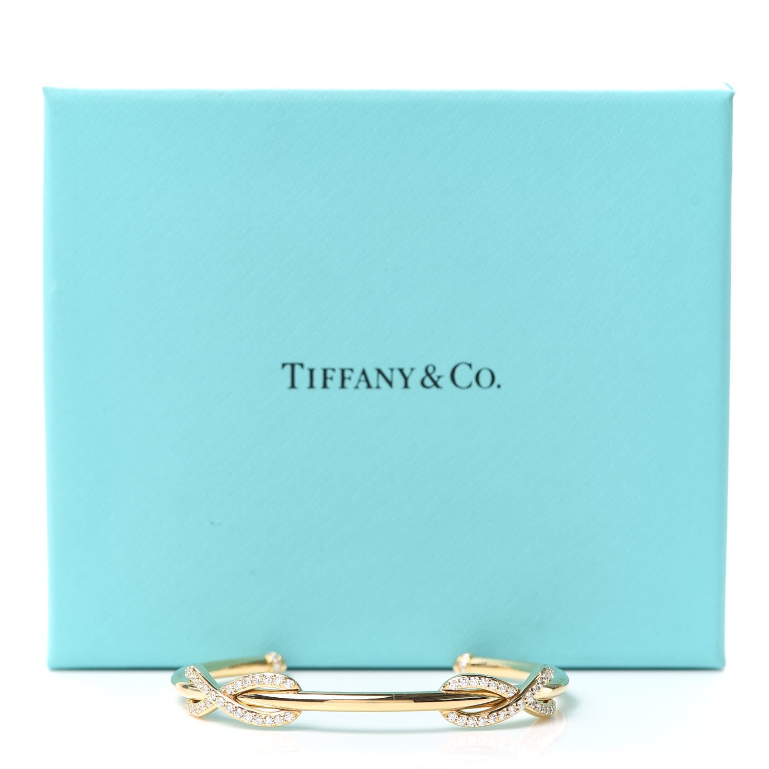 Tiffany 18K Yellow Gold Diamond Double Infinity Cuff Bracelet 5 of 5