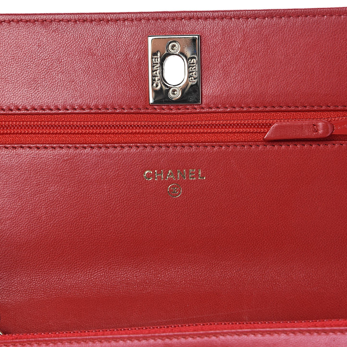 Lambskin Quilted Trendy CC Wallet On Chain WOC Red