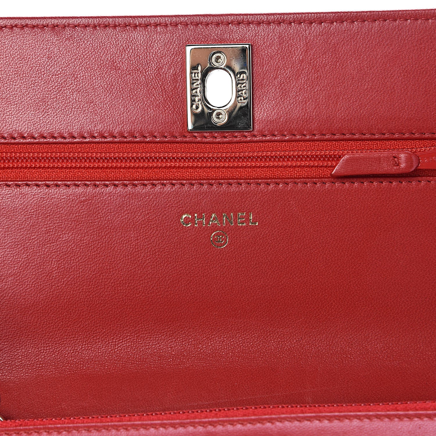 Chanel Lambskin Quilted Trendy CC Wallet On Chain WOC Red 6 of 12