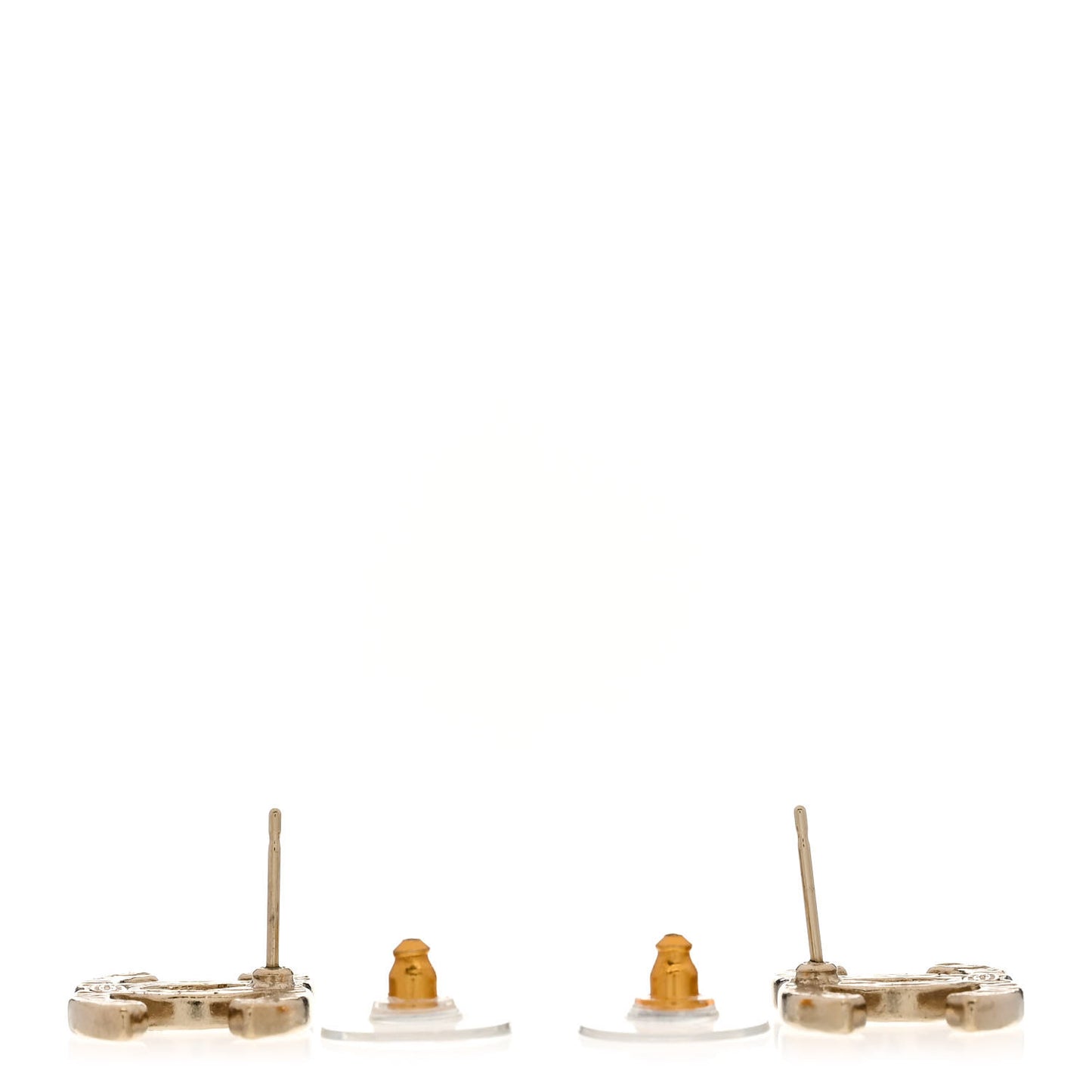 Metal Textured CC Earrings Gold