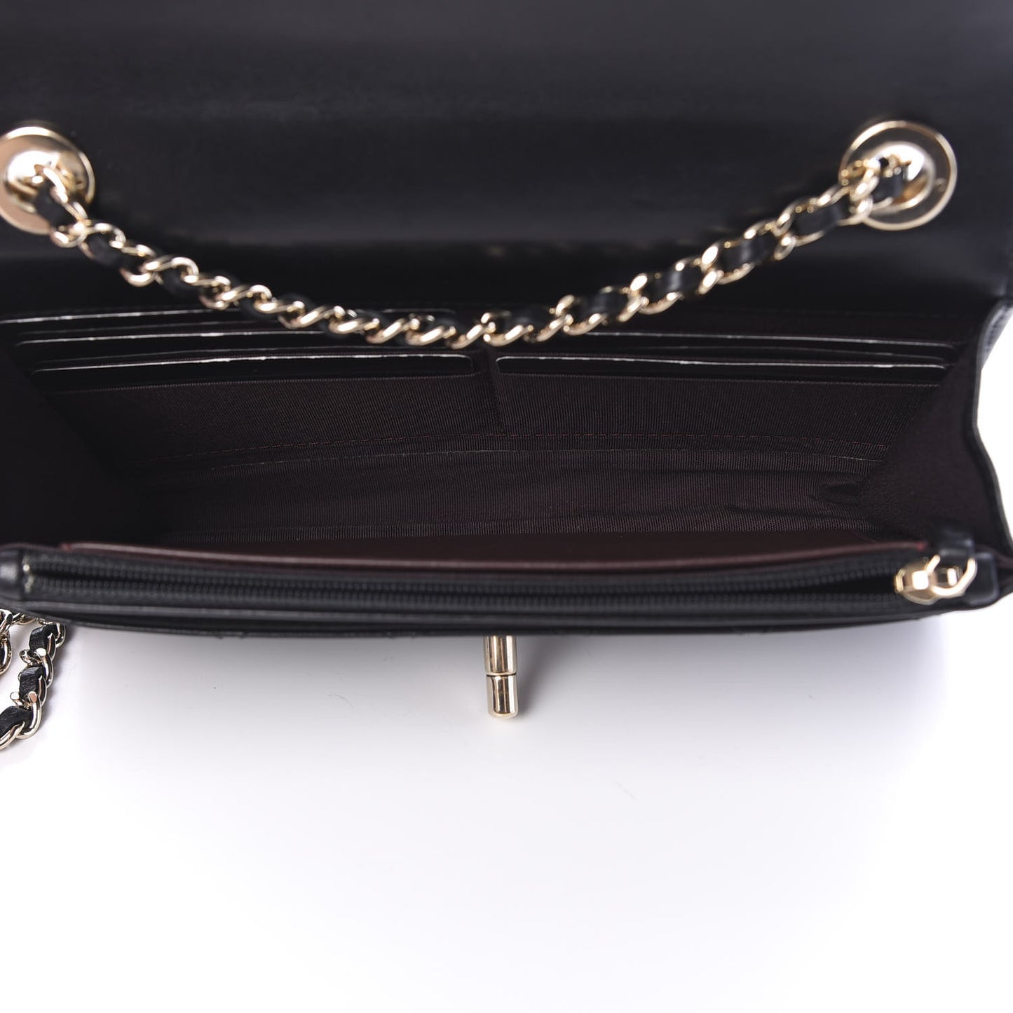 Lambskin Quilted Trendy CC Wallet On Chain WOC Black
