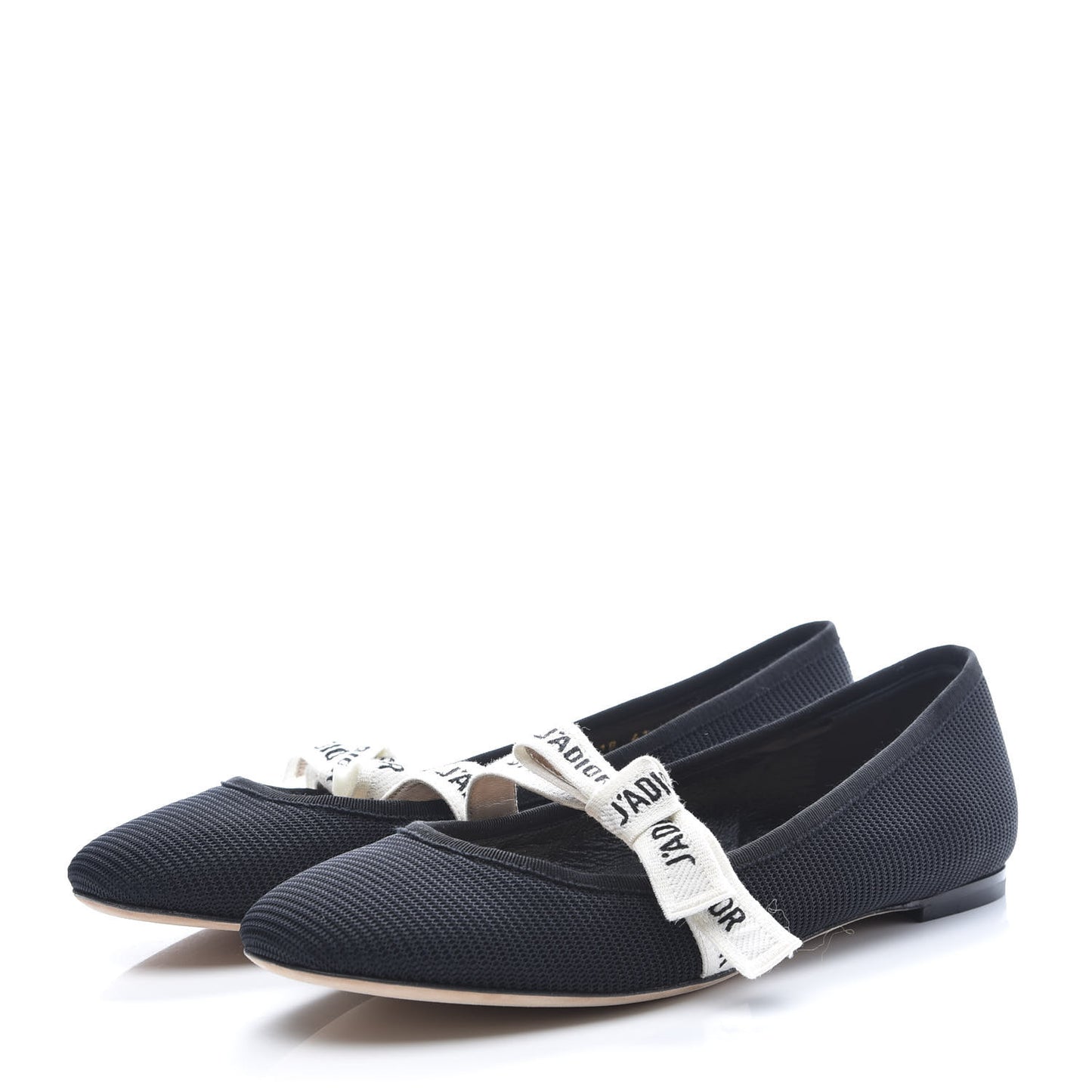 Fabric Ribbon Embroidered J'Adior Ballet Flats 41 Black
