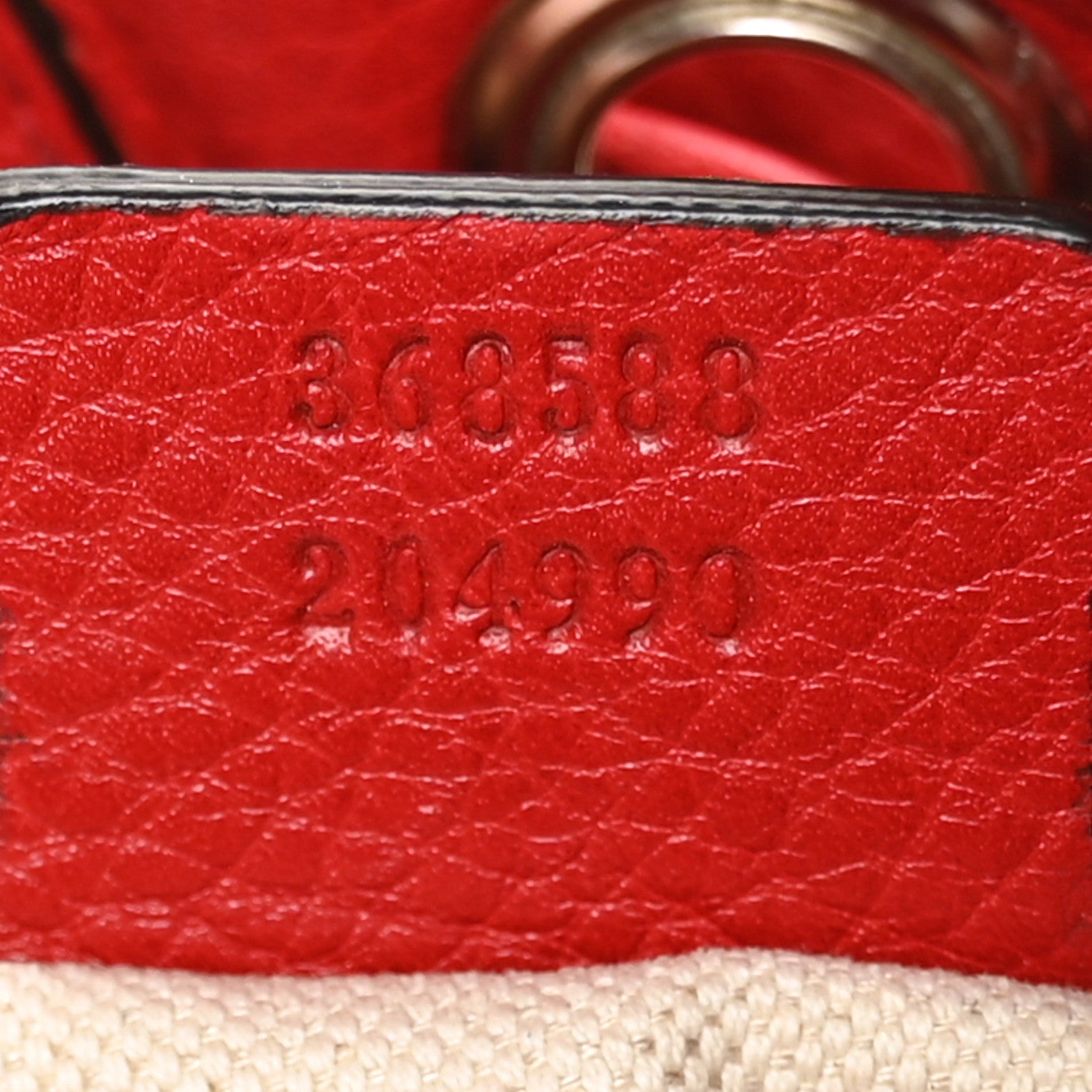 Gucci Pebbled Calfskin Small Soho Drawstring Backpack Tabasco Red 6 of 6