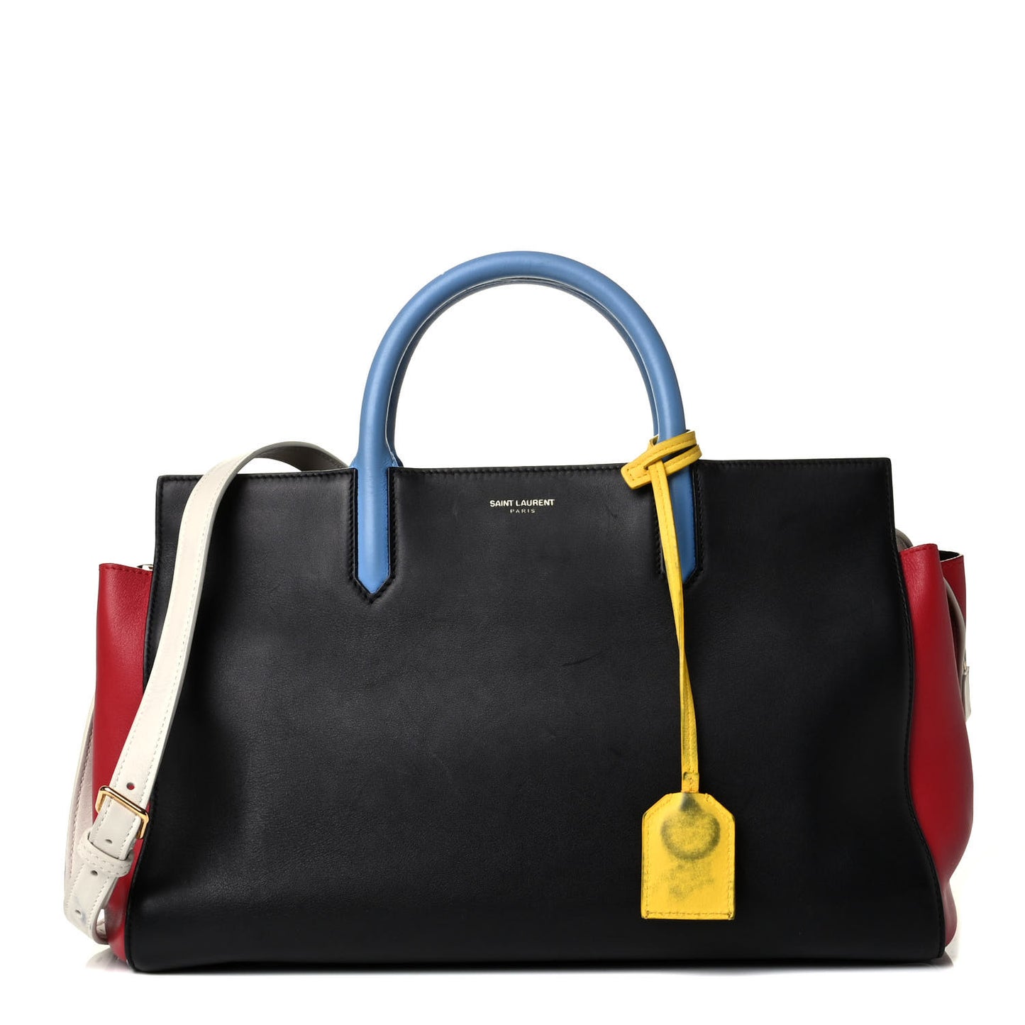 Calfskin Small Cabas Rive Gauche Bag Black Red Yellow White