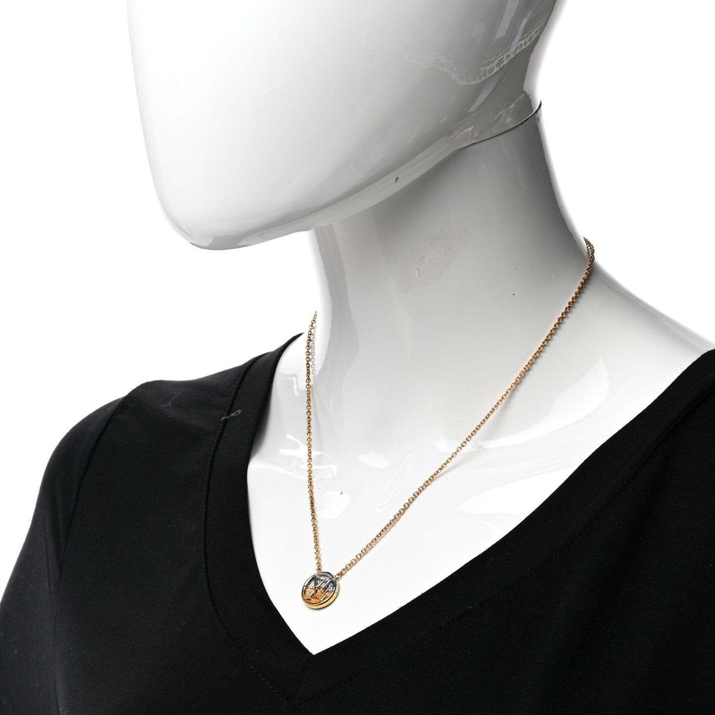 Metal L to V Necklace Gold Silver