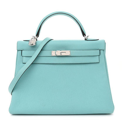 Hermes Togo Kelly Retourne 32 Bleu Atoll 1 of 10