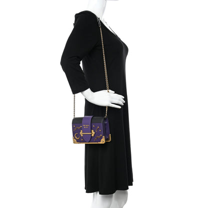 Prada City Calf Saffiano Astrology Cahier Bag Viola Black 2 of 12