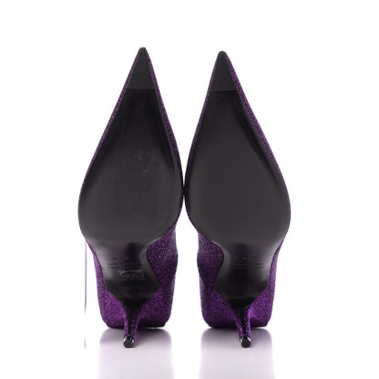 Balenciaga Shiny Fabric Square Knife 80mm Pumps 36.5 Purple 6 of 11