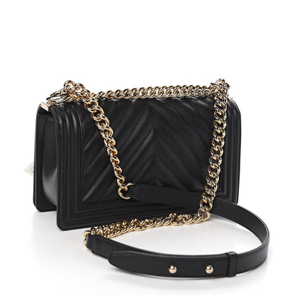 Chanel Caviar Chevron Quilted Medium Boy Flap Black 2 of 10