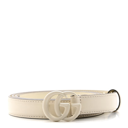 Gucci Azalea Calfskin Enamel Monochrome Double G 20mm Belt 110 44 Mystic White 1 of 6