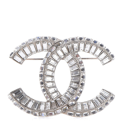 Chanel Baguette Crystal CC Brooch Silver 1 of 5