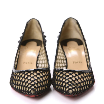 Christian Louboutin Fishnet Patent Guni 55 Spiked Pumps 41 Black 2 of 14