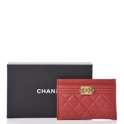 Chanel Caviar Quilted Boy Card Holder Red 9 of 9