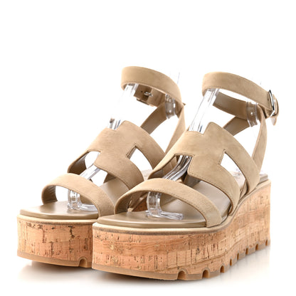 Saint Laurent Suede Goatskin Cork Havana 30 Sandals 40 Beige Argile 4 of 10