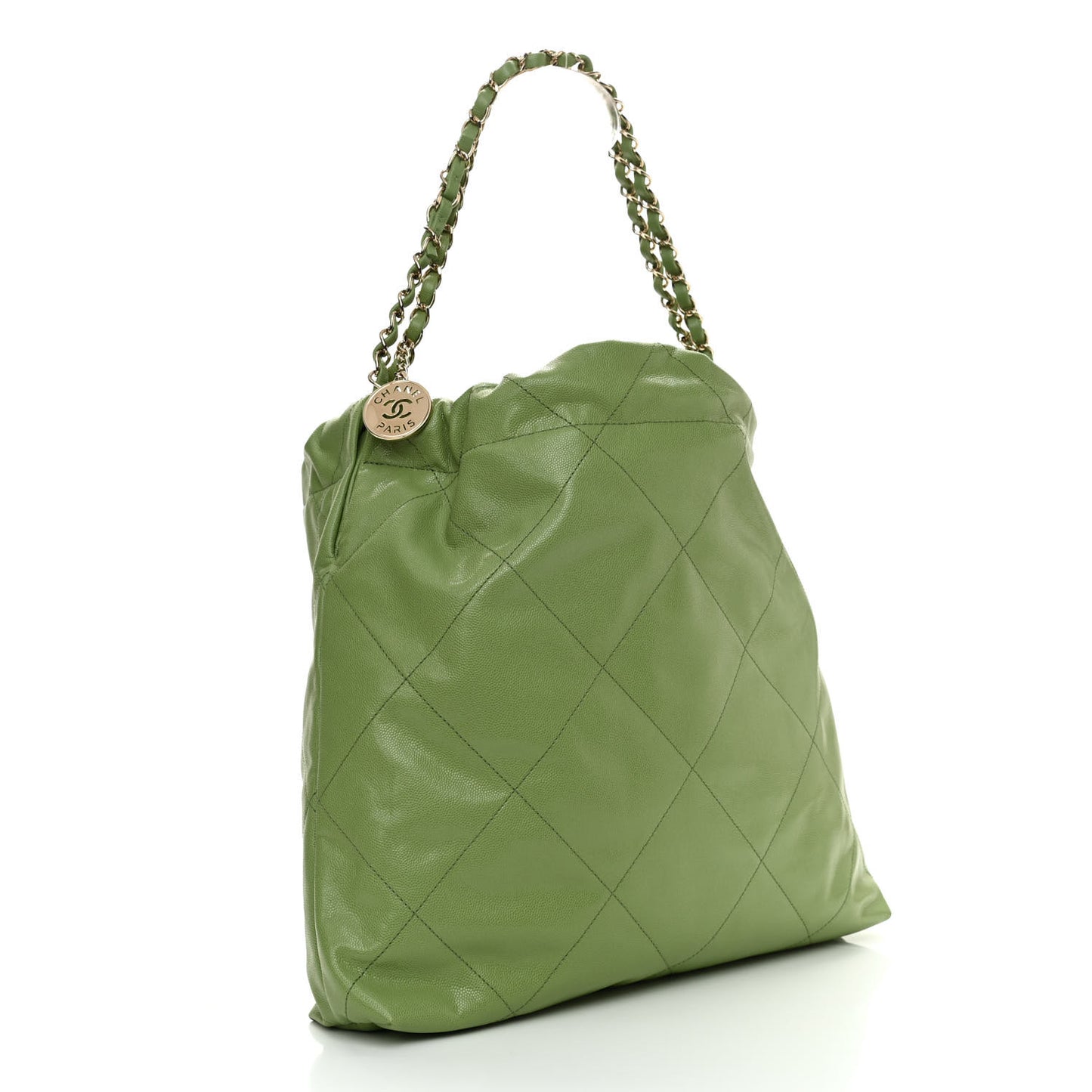 Shiny Caviar Quilted Chanel 22 Green