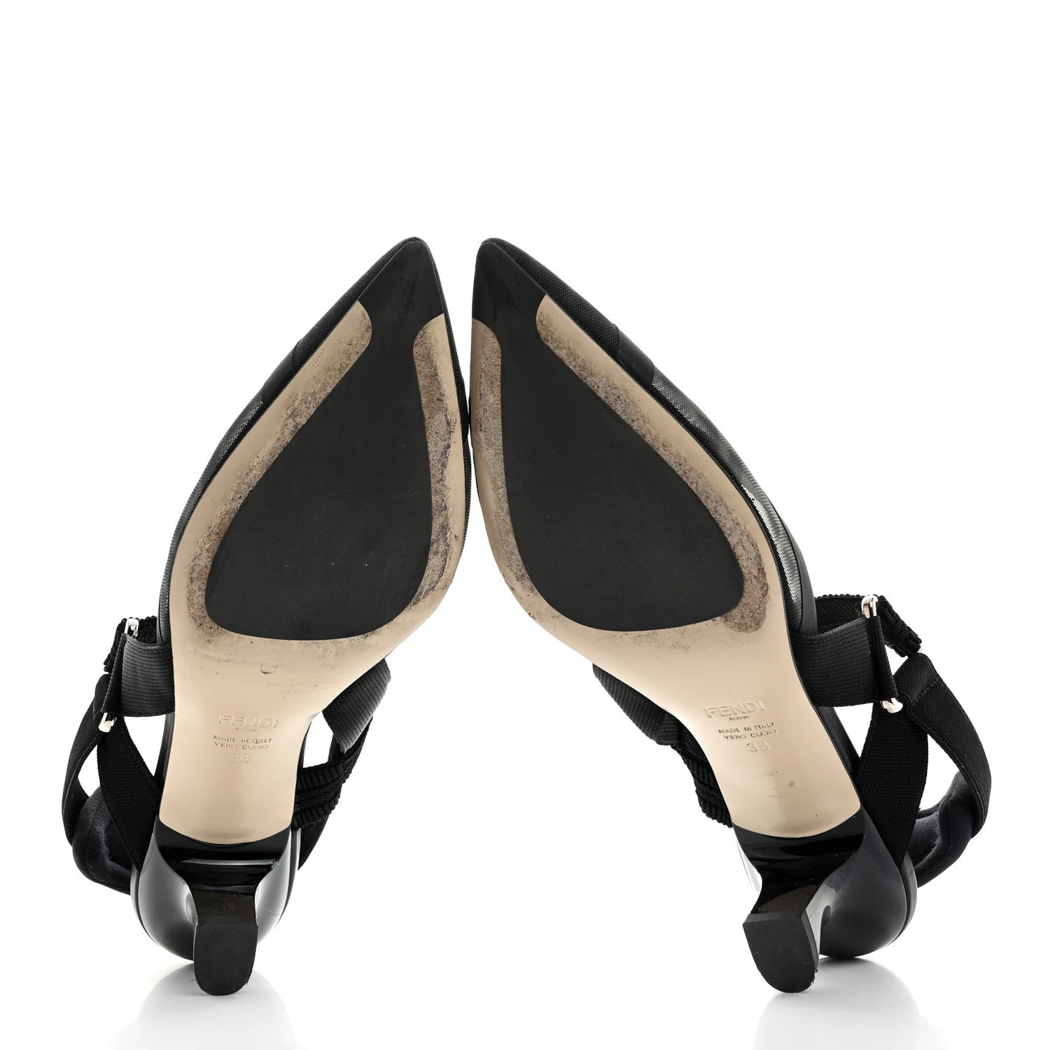 Fendi Technical Mesh FF Colibri Slingback Low-Heel Pumps 38 Black 5 of 8