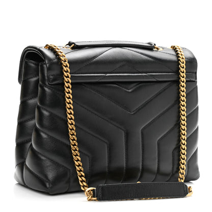 Saint Laurent Calfskin Y Quilted Monogram Small Loulou Chain Satchel Black 4 of 11