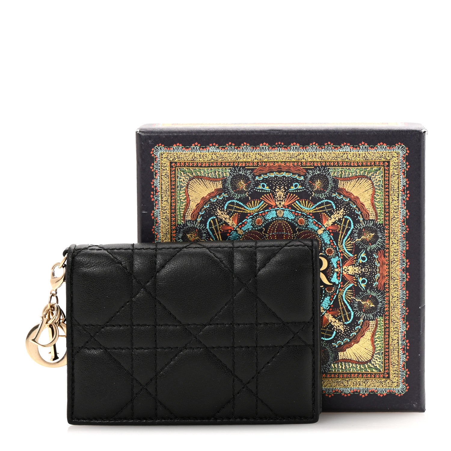 Christian Dior Lambskin Cannage Small Lady Dior Flap Card Holder Black 10 of 10