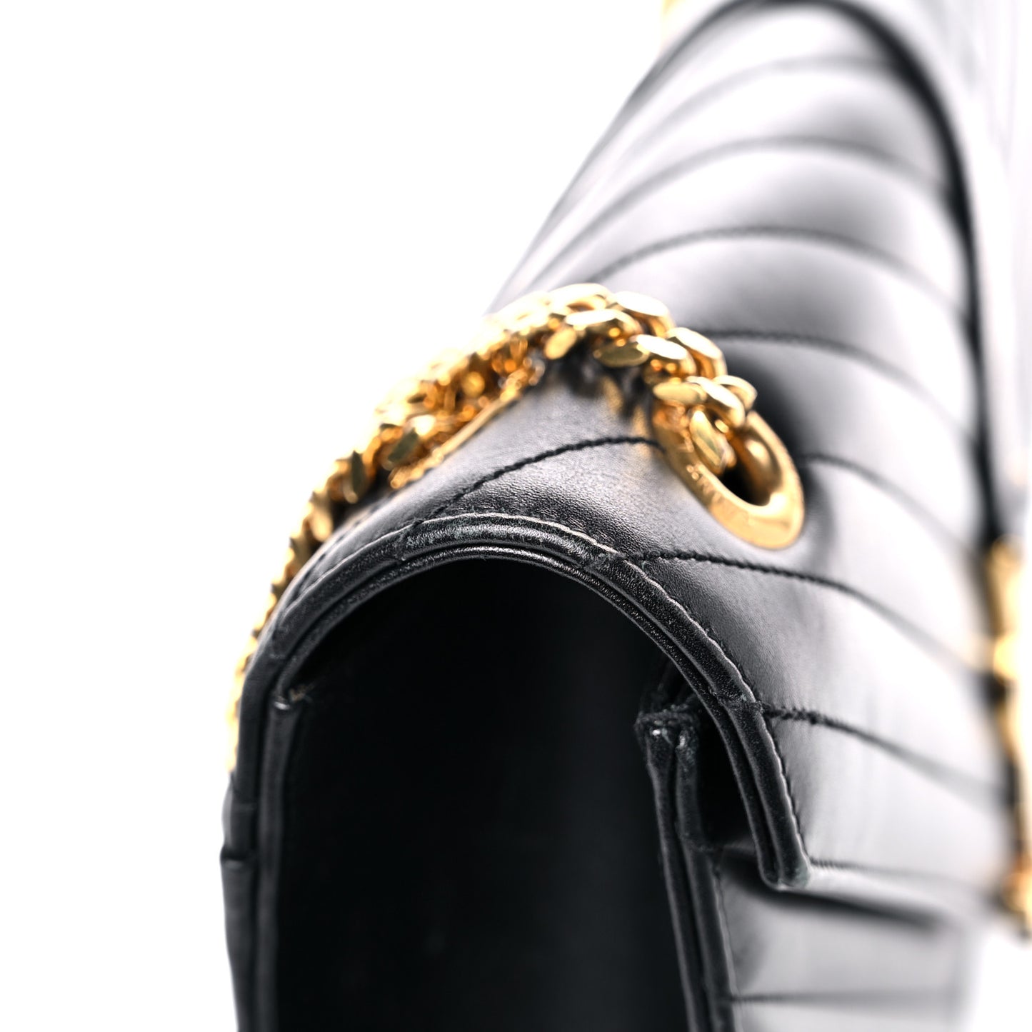 Smooth Calfskin Matelasse Chevron Large Monogram Satchel Black
