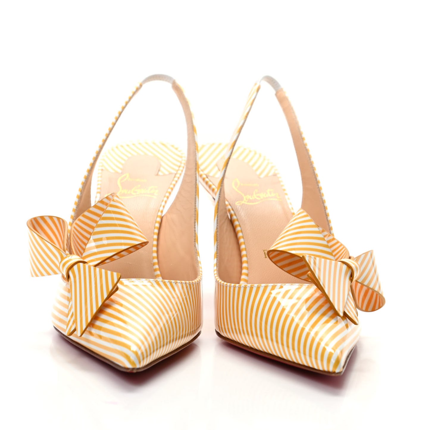 Patent Stripes Clare Nodo 80 Pumps 39.5 Banana White