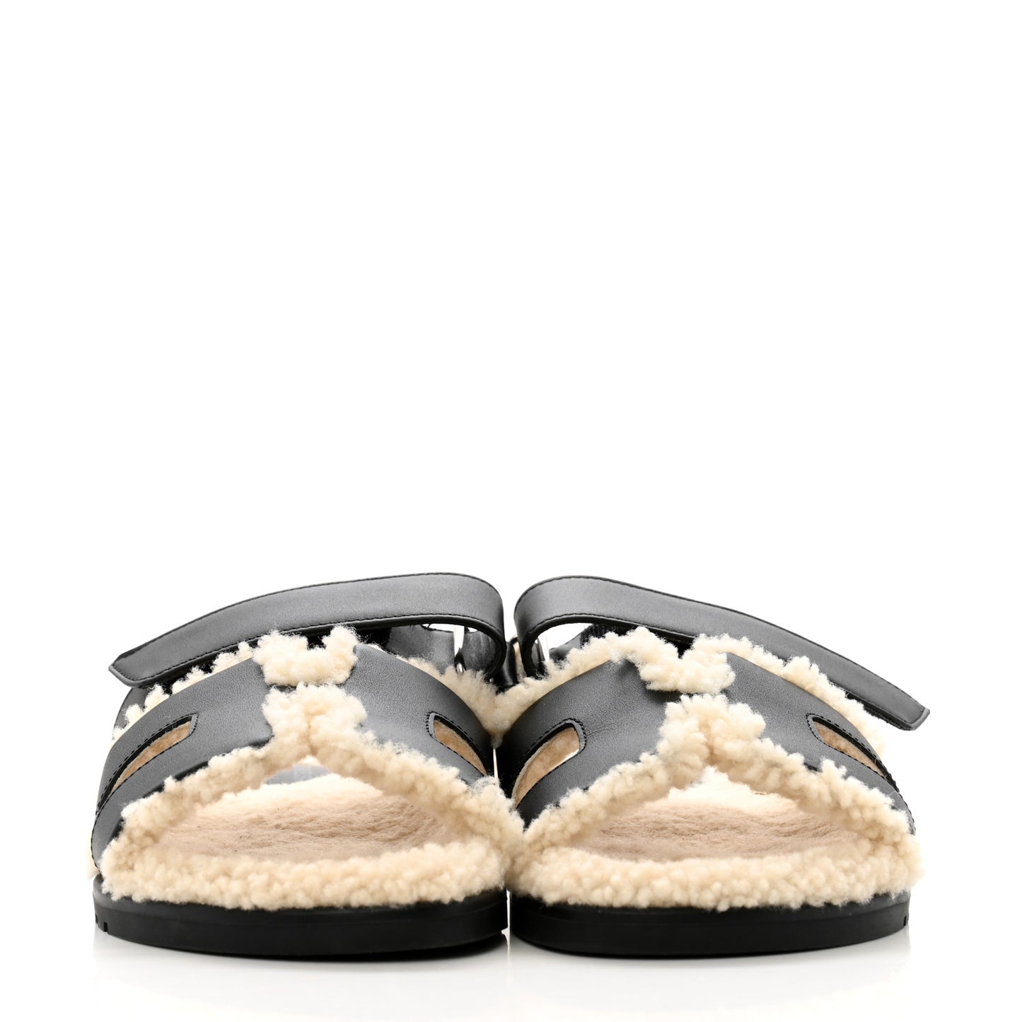 Calfskin Woolskin Chypre Sandals 37 Black Ecru