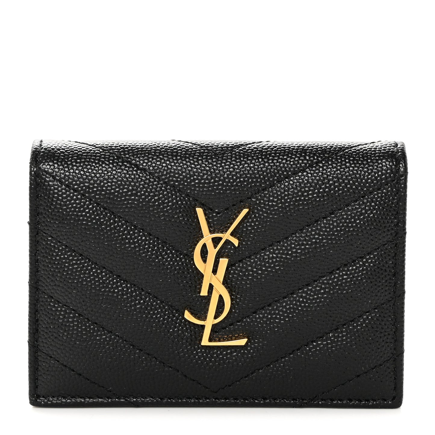 Grain De Poudre Matelasse Chevron Monogram Flap Card Case Black Black