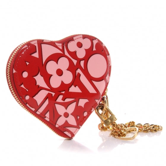 Patent Sweet Monogram Coeur Heart Coin Purse Pomme D'Amour