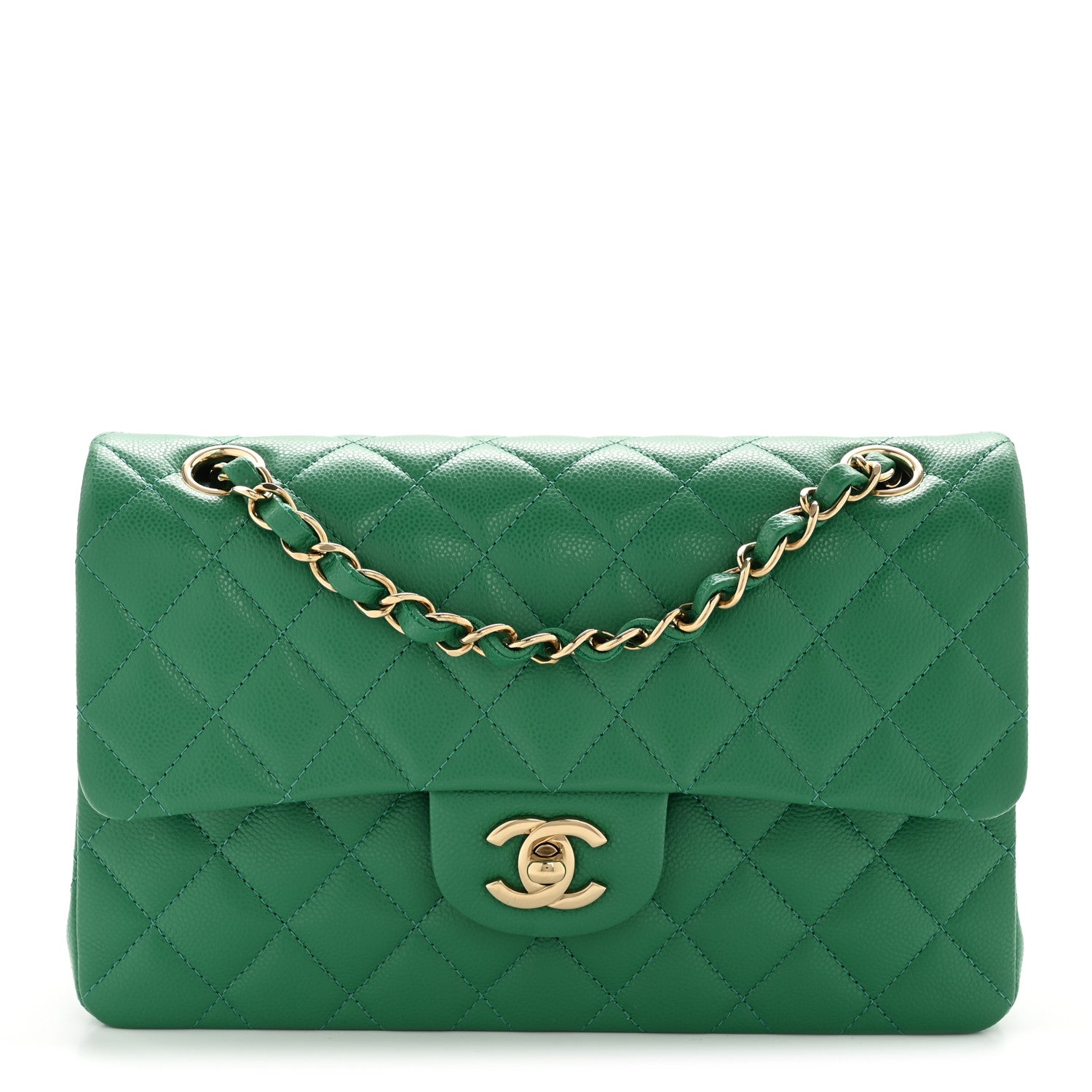 Chanel Caviar Quilted Small Double Flap Green 1 of 12