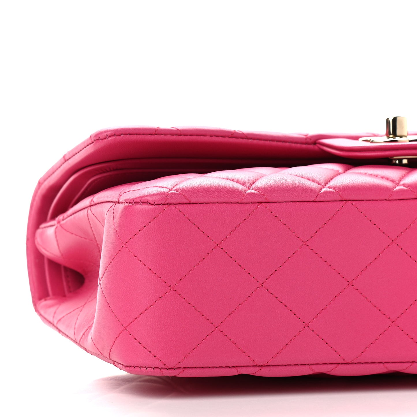 Lambskin Quilted Medium Double Flap Dark Pink
