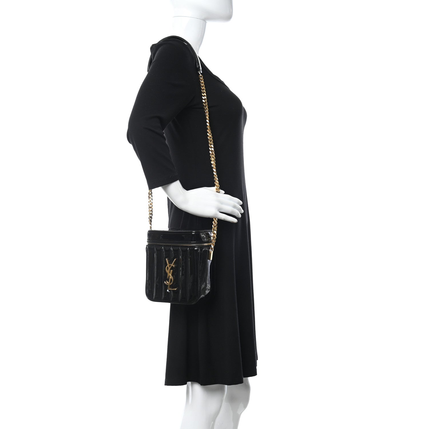 Saint Laurent Patent Matelasse Monogram Vicky Vanity Black 2 of 11