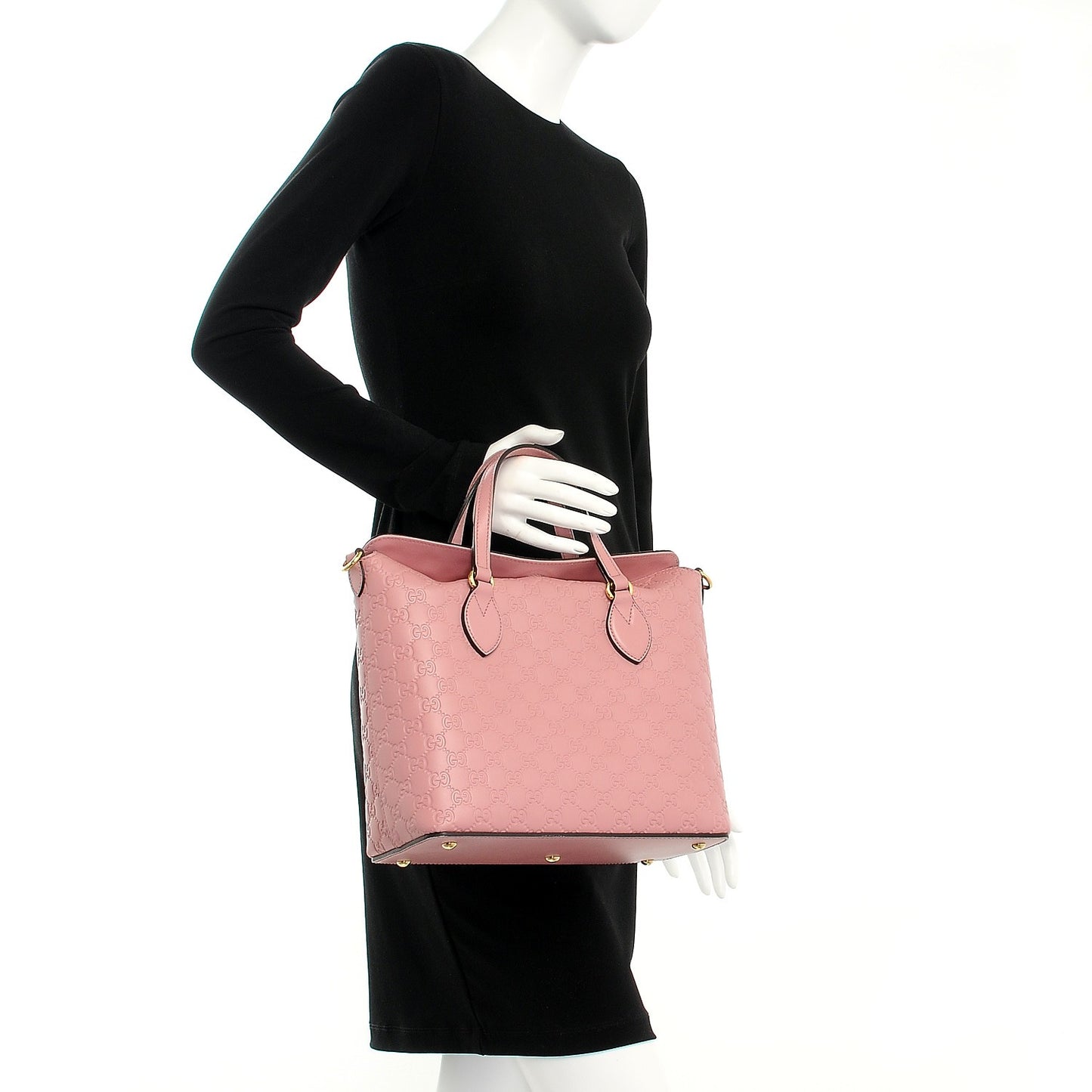 Guccissima Signature Linea A Foldover Tote Rose Baby Candy
