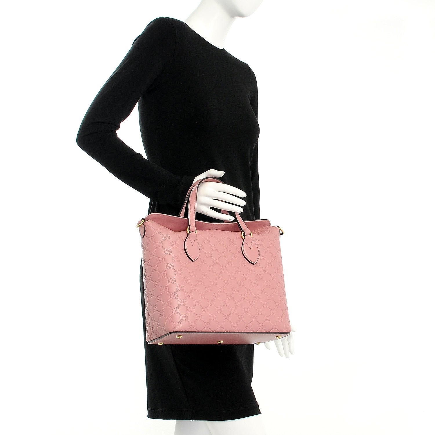Gucci Guccissima Signature Linea A Foldover Tote Rose Baby Candy 3 of 12