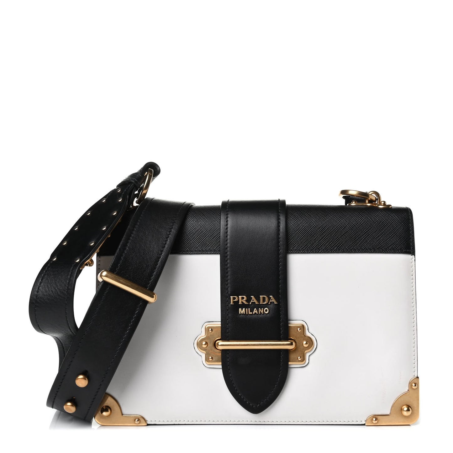 City Calf Saffiano Large Cahier Bag White Black
