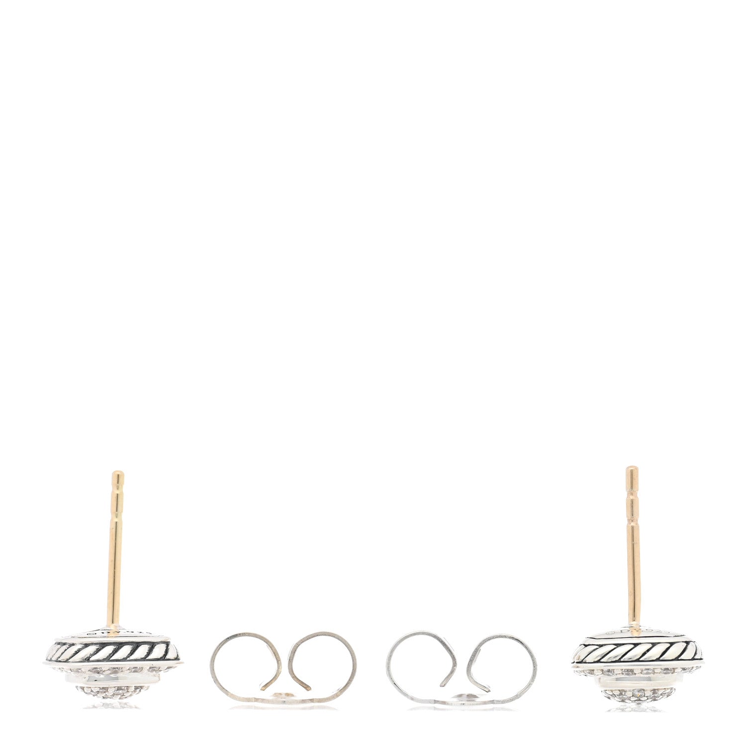 David Yurman Sterling Silver Diamond 5mm Pave Albion Earrings 3 of 4